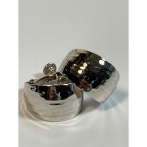 Earrings Chunky Hoops Signed Napier Vintage Silver Tone Clip On